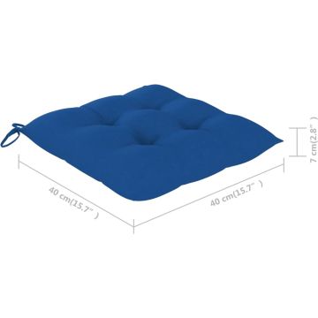 vidaXL Tuinstoelen 8 st met blauwe kussens massief teakhout