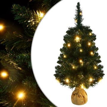 vidaXL Kunstkerstboom met LED's en standaard 90 cm PVC groen