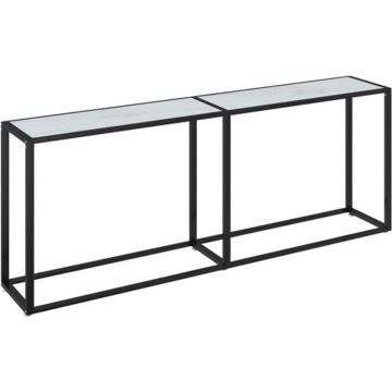 vidaXL Wandtafel 200x35x75.5 cm gehard glas witmarmerkleurig