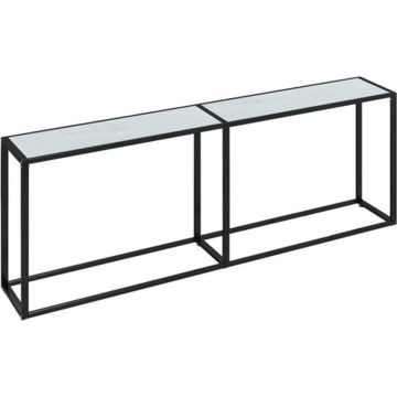 vidaXL Wandtafel 220x35x75.5 cm gehard glas witmarmerkleurig