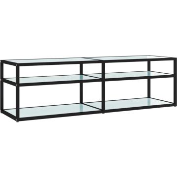 vidaXL Tv-meubel 140x40x40,5 cm gehard glas witmarmerkleurig