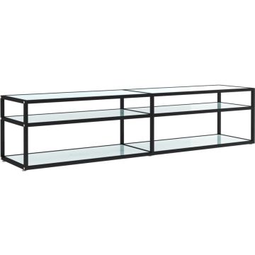 vidaXL Tv-meubel 180x40x40,5 cm gehard glas witmarmerkleurig