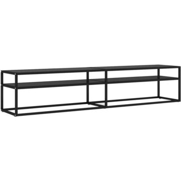 vidaXL Tv-meubel 200x40x40,5 cm gehard glas zwart