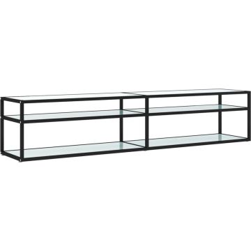 vidaXL Tv-meubel 200x40x40,5 cm gehard glas witmarmerkleurig