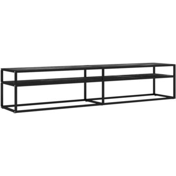 vidaXL Tv-meubel 200x40x40,5 cm gehard glas zwartmarmerkleurig