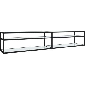 vidaXL Tv-meubel 220x40x40,5 cm gehard glas witmarmerkleurig