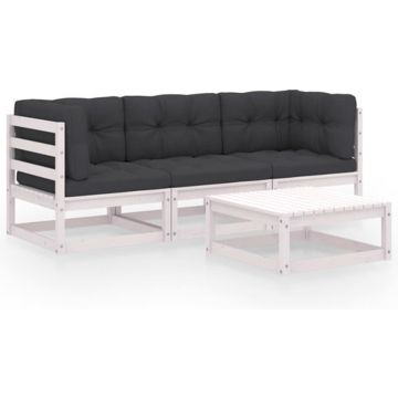 vidaXL 4-delige Loungeset met kussens massief grenenhout