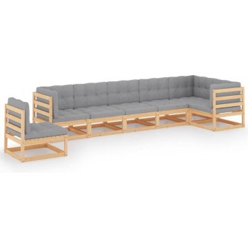 vidaXL 7-delige Loungeset met kussens massief grenenhout