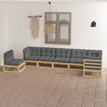 vidaXL 7-delige Loungeset met kussens massief grenenhout