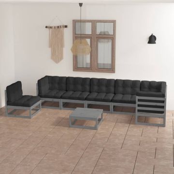 vidaXL 8-delige Loungeset met kussens massief grenenhout