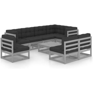 vidaXL 9-delige Loungeset met kussens massief grenenhout