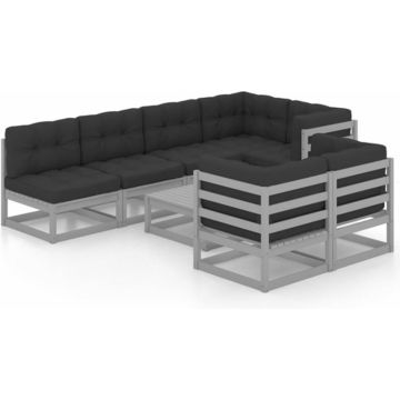 vidaXL 8-delige Loungeset met kussens massief grenenhout