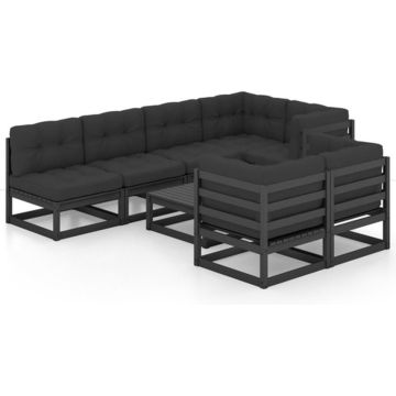 vidaXL 8-delige Loungeset met kussens massief grenenhout