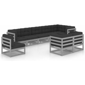 vidaXL 9-delige Loungeset met kussens massief grenenhout