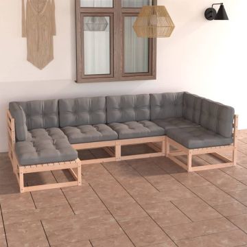 vidaXL 6-delige Loungeset met kussens massief grenenhout