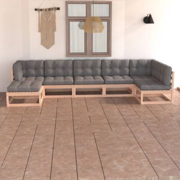 vidaXL 7-delige Loungeset met kussens massief grenenhout