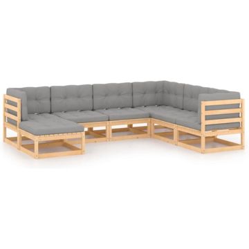 vidaXL 7-delige Loungeset met kussens massief grenenhout