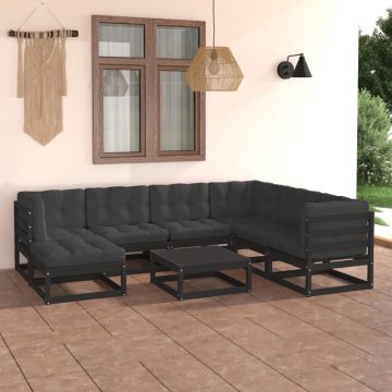 vidaXL 8-delige Loungeset met kussens massief grenenhout