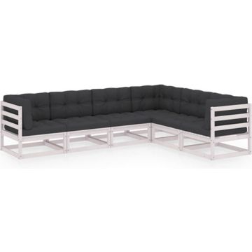 vidaXL 6-delige Loungeset met kussens massief grenenhout