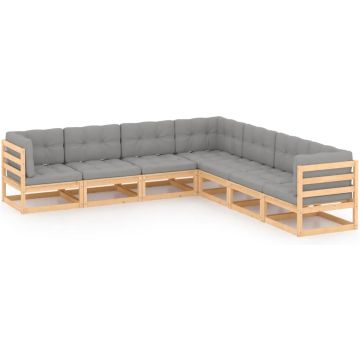 vidaXL 7-delige Loungeset met kussens massief grenenhout