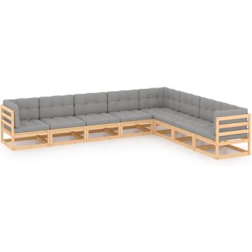 vidaXL 8-delige Loungeset met kussens massief grenenhout