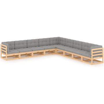 vidaXL 9-delige Loungeset met kussens massief grenenhout