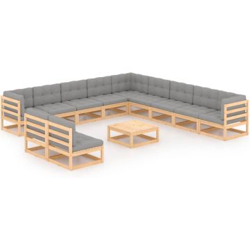 vidaXL 12-delige Loungeset met kussens massief grenenhout