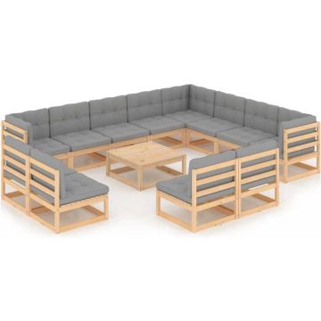 vidaXL 13-delige Loungeset met kussens massief grenenhout