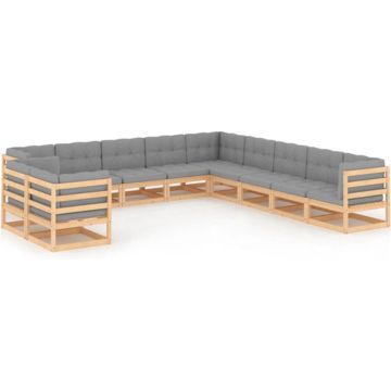 vidaXL 11-delige Loungeset met kussens massief grenenhout