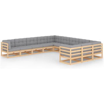 vidaXL 11-delige Loungeset met kussens massief grenenhout