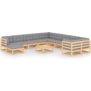 vidaXL 12-delige Loungeset met kussens massief grenenhout