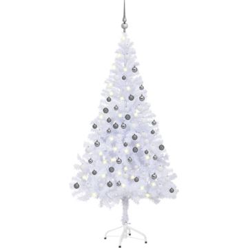 vidaXL Kunstkerstboom met LED's en kerstballen 380 takken 150 cm