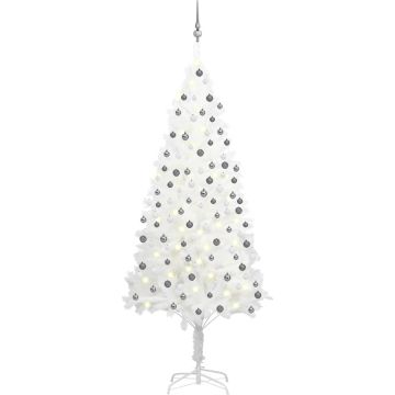 vidaXL Kunstkerstboom met LED's en kerstballen 210 cm wit