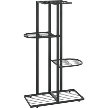 vidaXL Bloemenstandaard met 4 lagen 43x22x76 cm metaal zwart