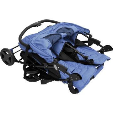 vidaXL Tweelingkinderwagen staal marineblauw