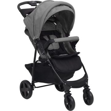 vidaXL Kinderwagen 2-in-1 staal lichtgrijs