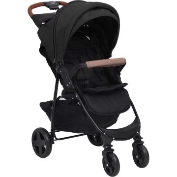 vidaXL Kinderwagen 2-in-1 staal antracietkleurig