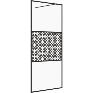 vidaXL Inloopdouchewand 100x195 cm ESG-glas transparant en zwart