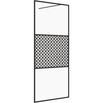 vidaXL Inloopdouchewand 115x195 cm ESG-glas transparant en zwart