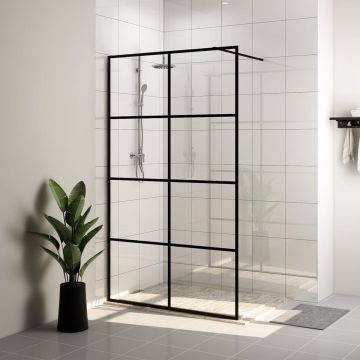 vidaXL Inloopdouchewand 115x195 cm ESG-glas transparant en zwart