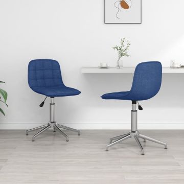 vidaXL Eetkamerstoelen 2 st draaibaar stof blauw