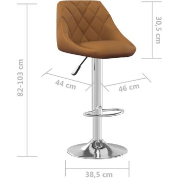 vidaXL Barkrukken 2 st fluweel bruin