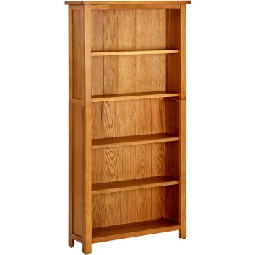 vidaXL Boekenkast met 5 schappen 70x22x140 cm massief eikenhout