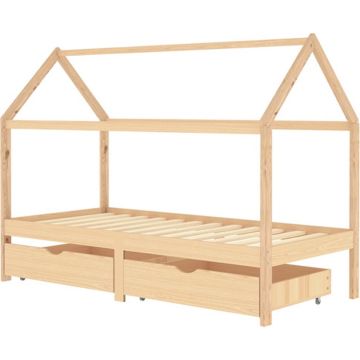 vidaXL Kinderbedframe met lades massief grenenhout 90x200 cm