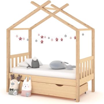 vidaXL Kinderbedframe met lade massief grenenhout 70x140 cm