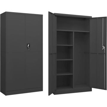 vidaXL Lockerkast 90x40x180 cm staal antracietkleurig