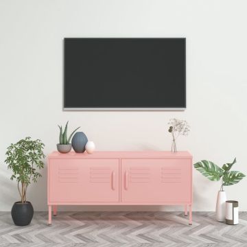 vidaXL Tv-meubel 105x35x50 cm staal roze