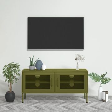 vidaXL Tv-meubel 105x35x50 cm staal olijfgroen