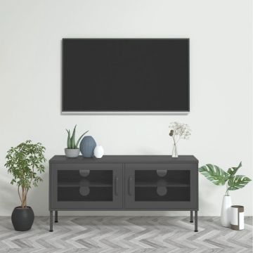 vidaXL Tv-meubel 105x35x50 cm staal antracietkleurig