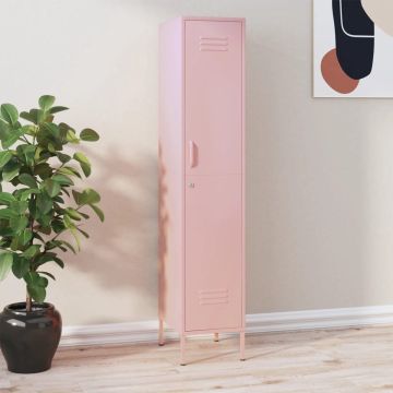 vidaXL Lockerkast 35x46x180 cm staal roze